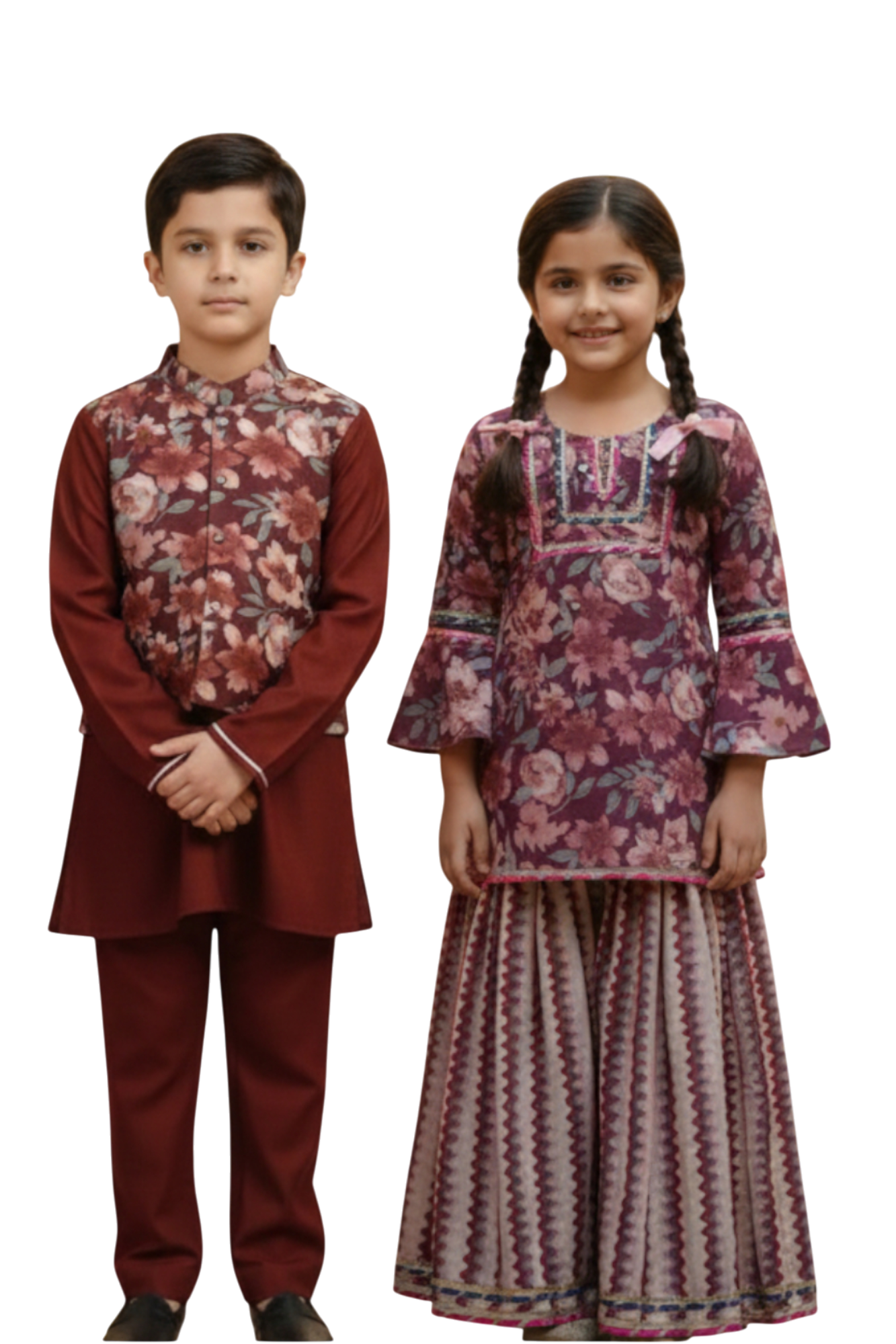 Red Kurta Payjama with Floral Jacket