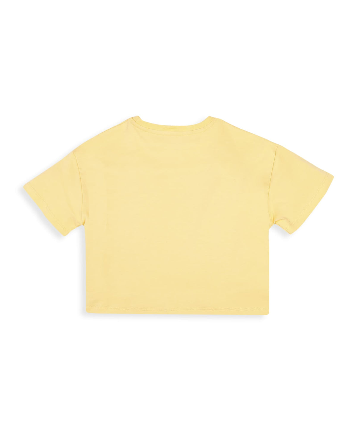 100% Cotton Nature Print Drop Shoulder Crop Tee - Yellow