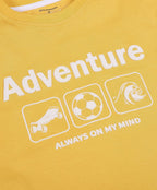 100% Cotton Drop Shoulder Tee With Adventure Puff Print - Yellow