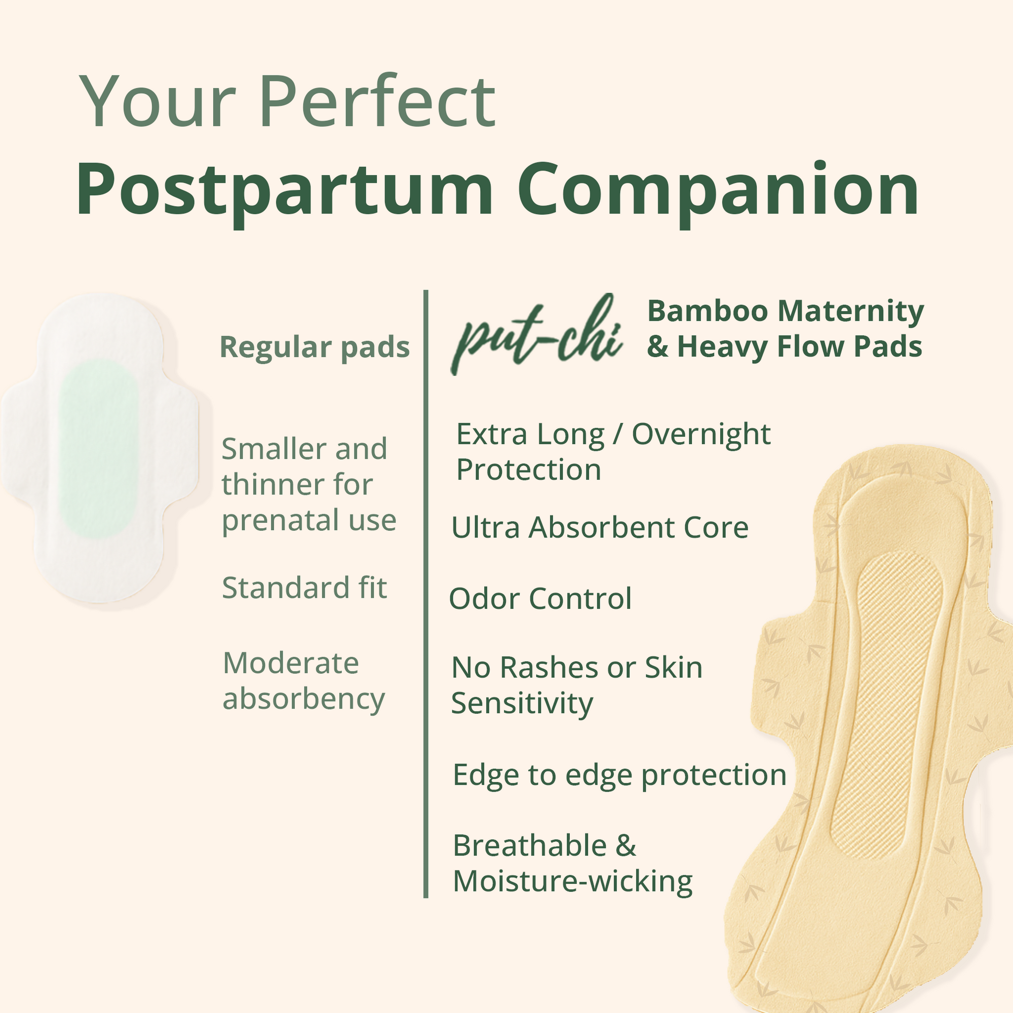 Putchi Bamboo Maternity & Heavy Flow Pads – Pack of 8