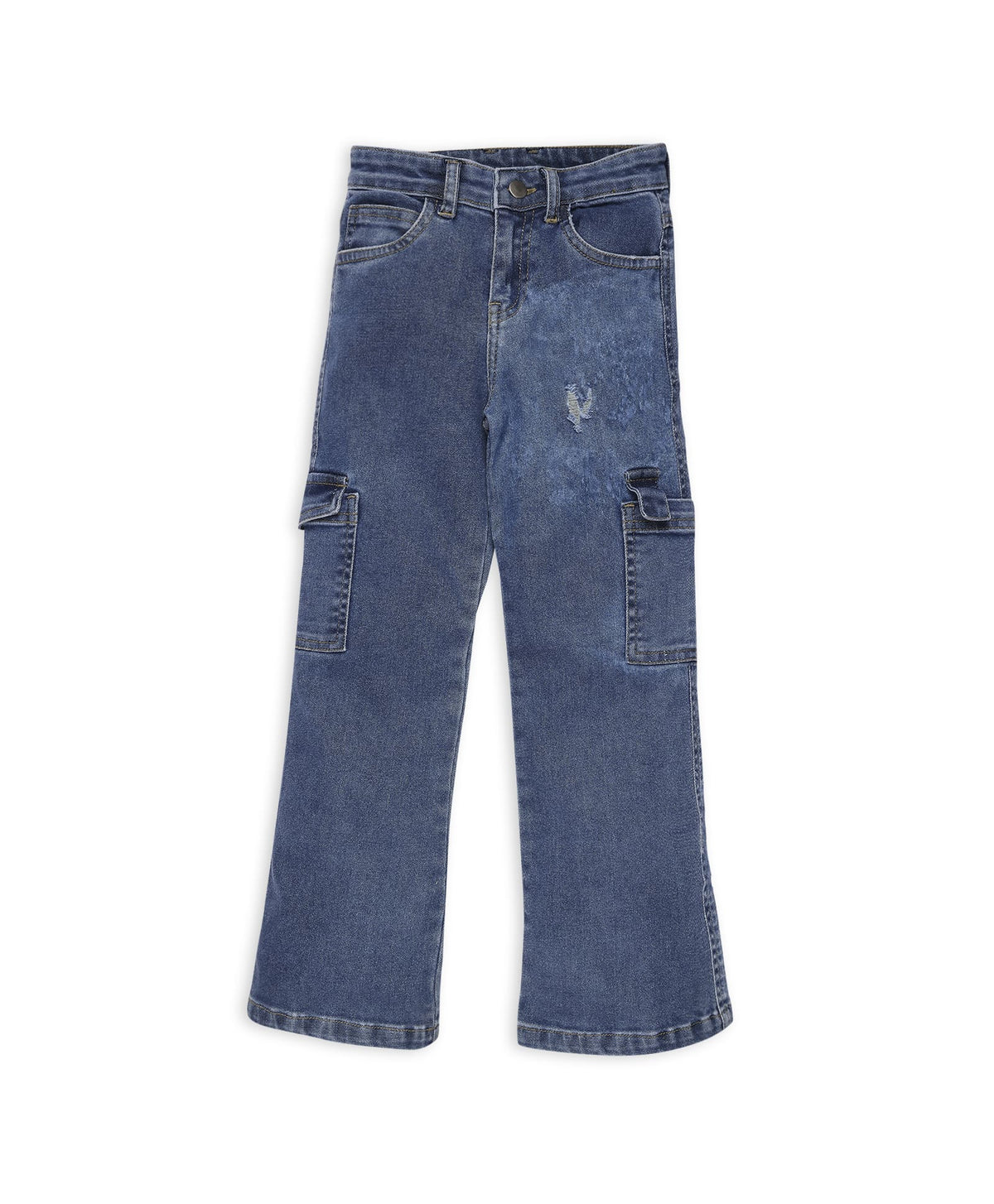 100% Cotton Pocket Detail Straight Denims - Blue