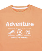100% Cotton Drop Shoulder Tee With Adventure Puff Print - Orange