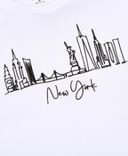 100% Cotton Drop Shoulder Tee With New York Foil Print - White