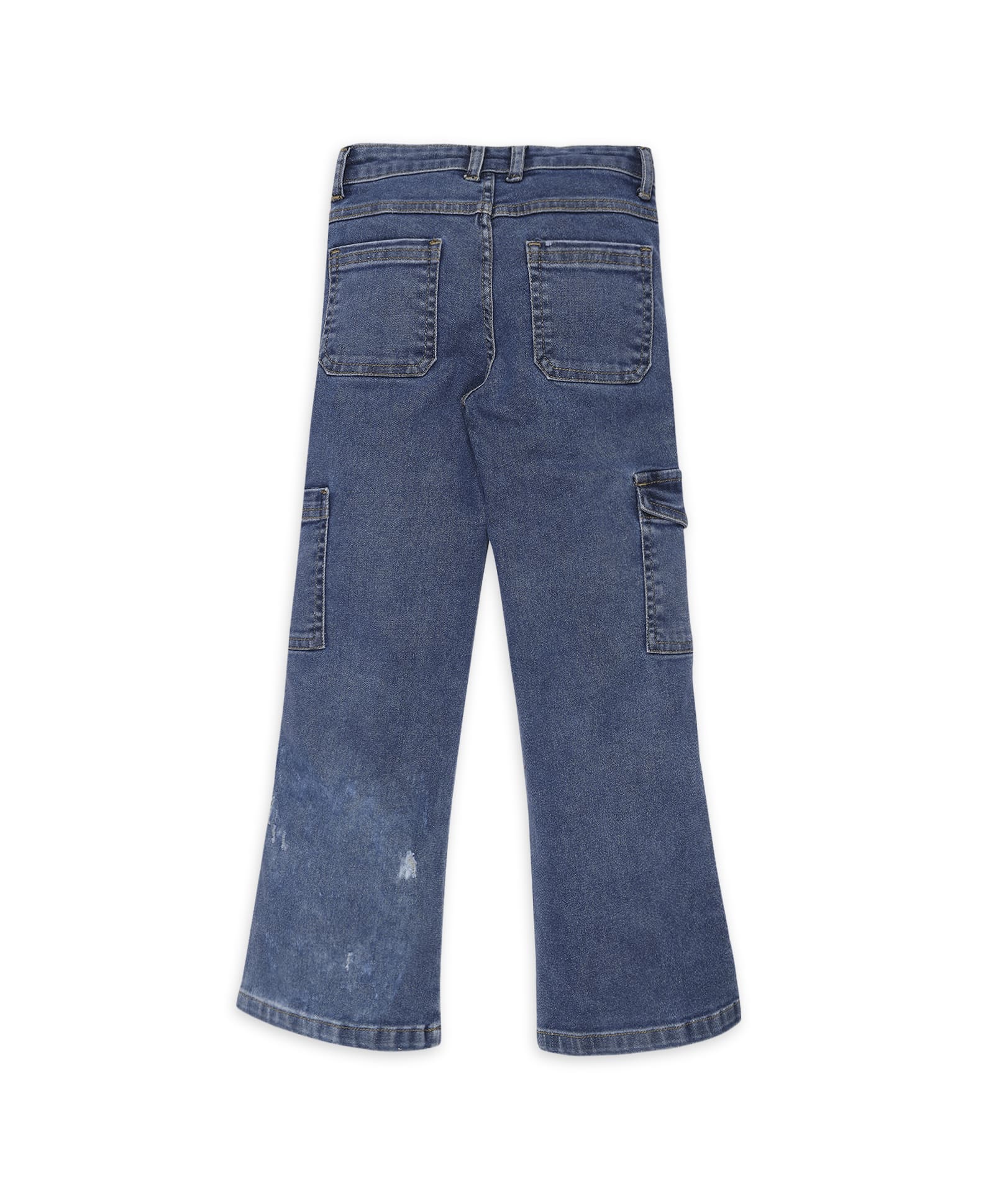 100% Cotton Pocket Detail Straight Denims - Blue