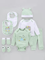 Infant Essentials Gift Set Full Sleeves Sage Green - 8 Pieces