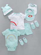 Infant Essentials Gift Set Short Sleeves Aqua - 8 Pieces