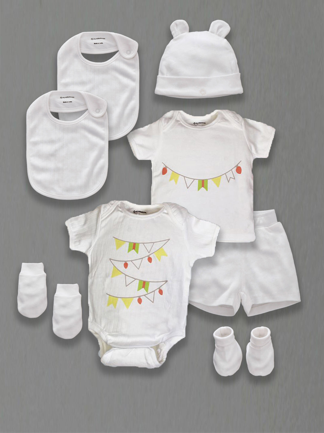 Infant Essentials Gift Set Short Sleeves White - 8 Pieces