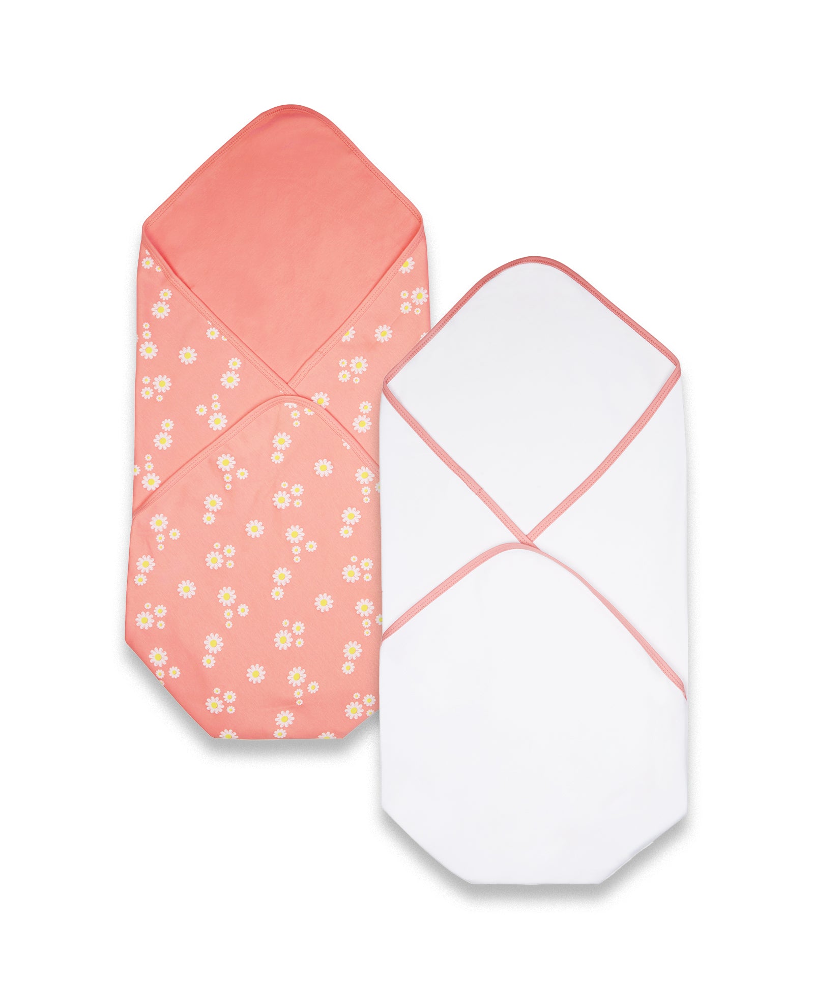 100% Cotton Interlock Baby Wrapper Daisy Print & White Pack of 2