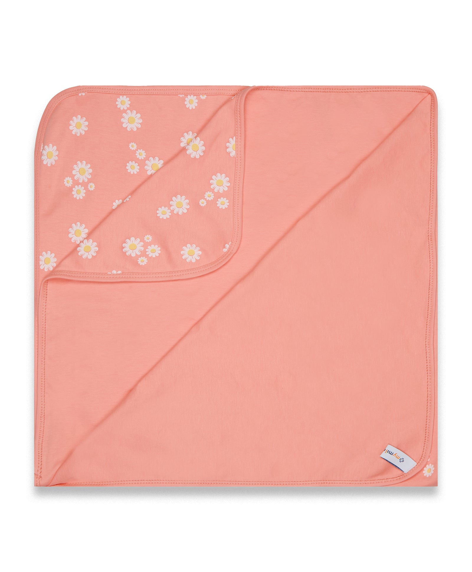 100% Cotton Interlock Baby Wrapper Daisy Print & White Pack of 2