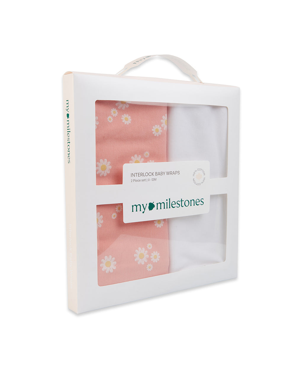 100% Cotton Interlock Baby Wrapper Daisy Print & White Pack of 2