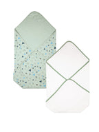 100% Cotton Interlock Baby Wrapper Teepee Print & White Pack of 2