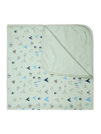 100% Cotton Interlock Baby Wrapper Teepee Print & White Pack of 2