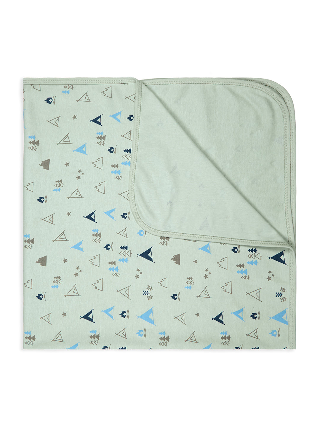 100% Cotton Interlock Baby Wrapper Teepee Print & White Pack of 2