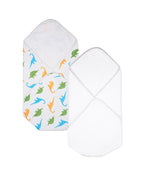 100% Cotton Interlock Baby Wrapper Dino Print & White Pack of 2