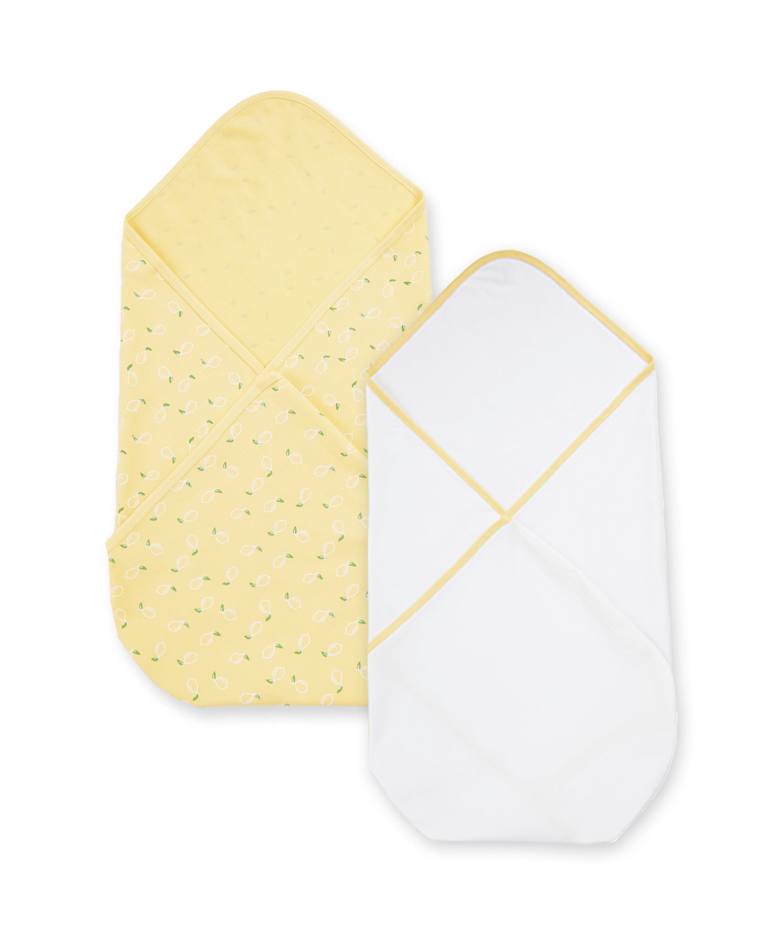 100% Cotton Interlock Baby Wrapper Lemon Print & White Pack of 2