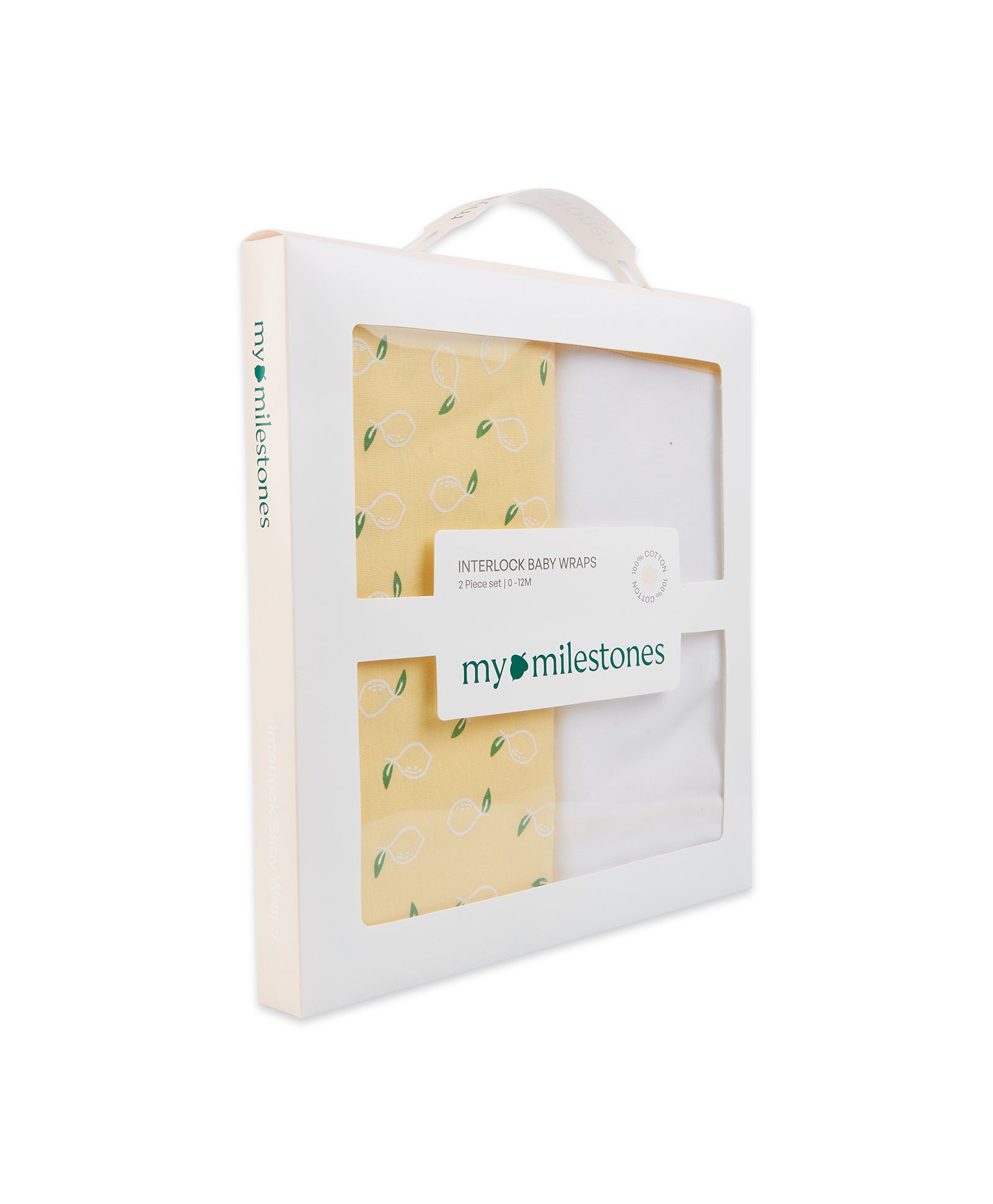 100% Cotton Interlock Baby Wrapper Lemon Print & White Pack of 2