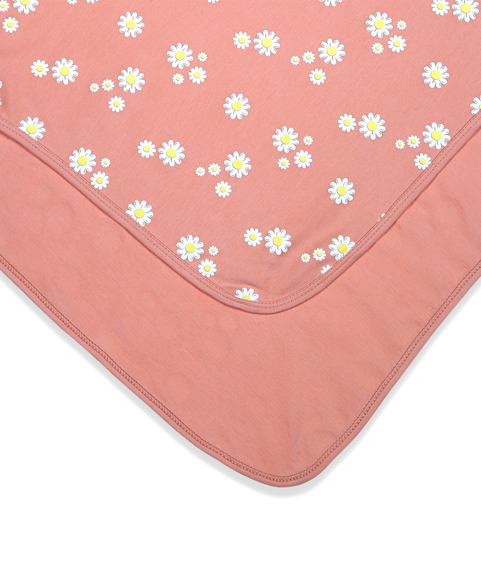 100% Cotton Interlock Hooded Baby Wrapper Daisy Print & White Pack of 2