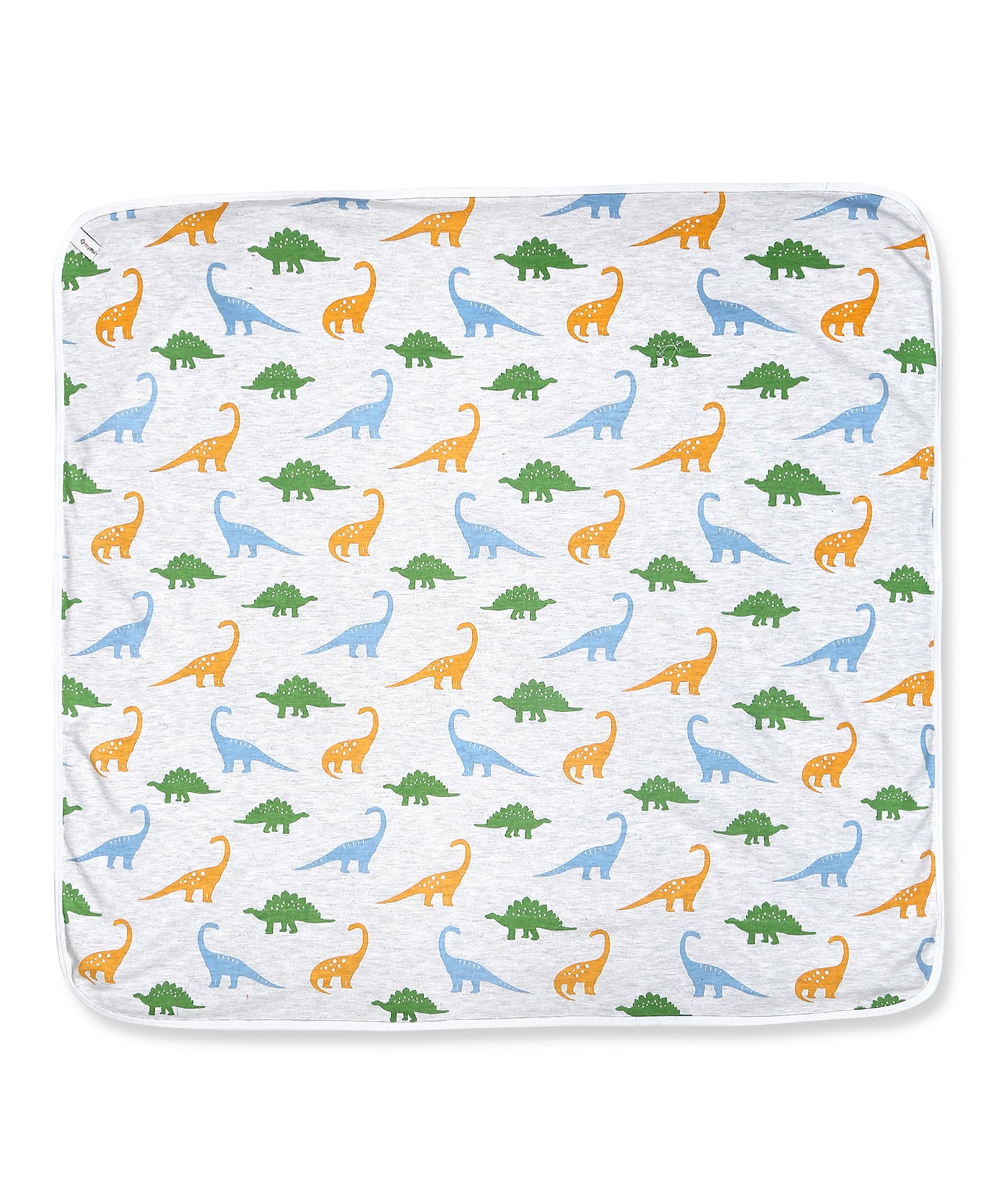 100% Cotton Interlock Hooded Baby Wrapper Dino Print & White Pack of 2