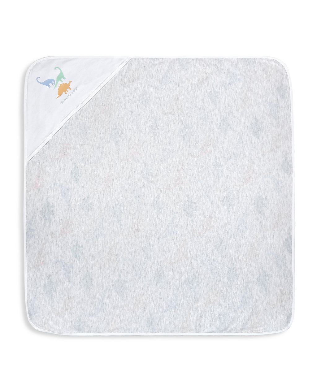 100% Cotton Interlock Hooded Baby Wrapper Dino Print & White Pack of 2