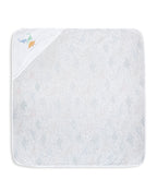 100% Cotton Interlock Hooded Baby Wrapper Dino Print & White Pack of 2