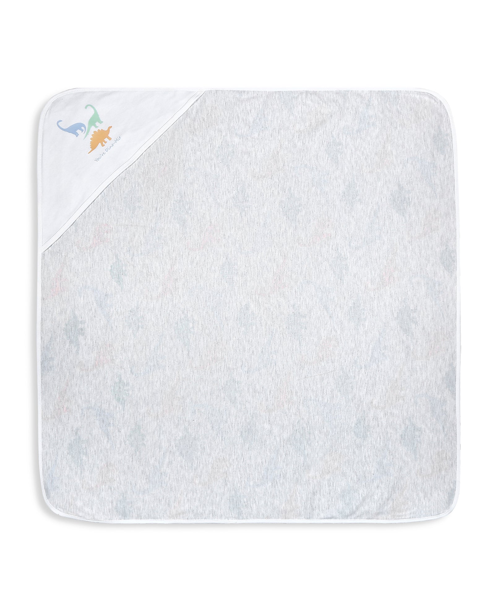 100% Cotton Interlock Hooded Baby Wrapper Dino Print & White Pack of 2