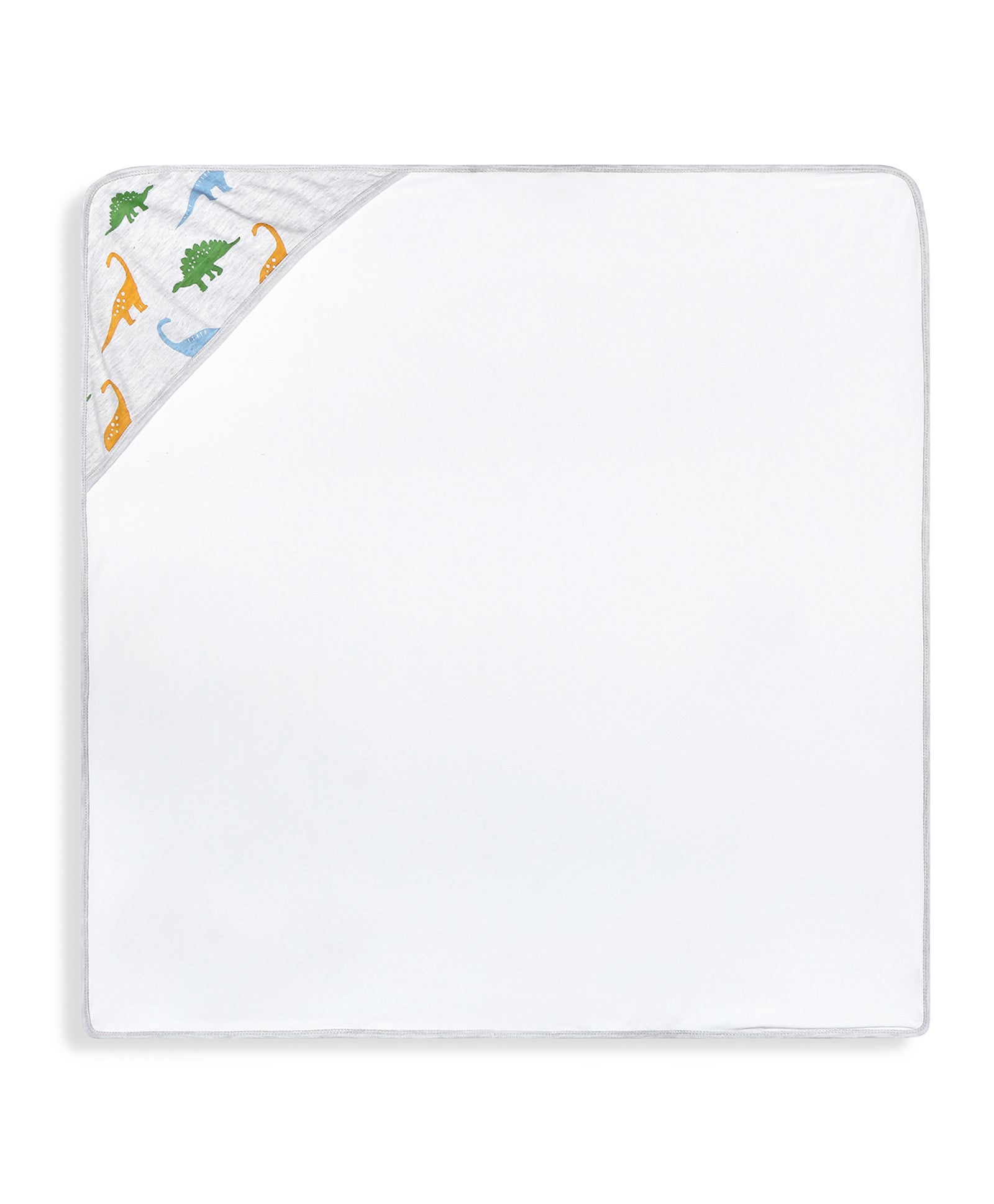 100% Cotton Interlock Hooded Baby Wrapper Dino Print & White Pack of 2