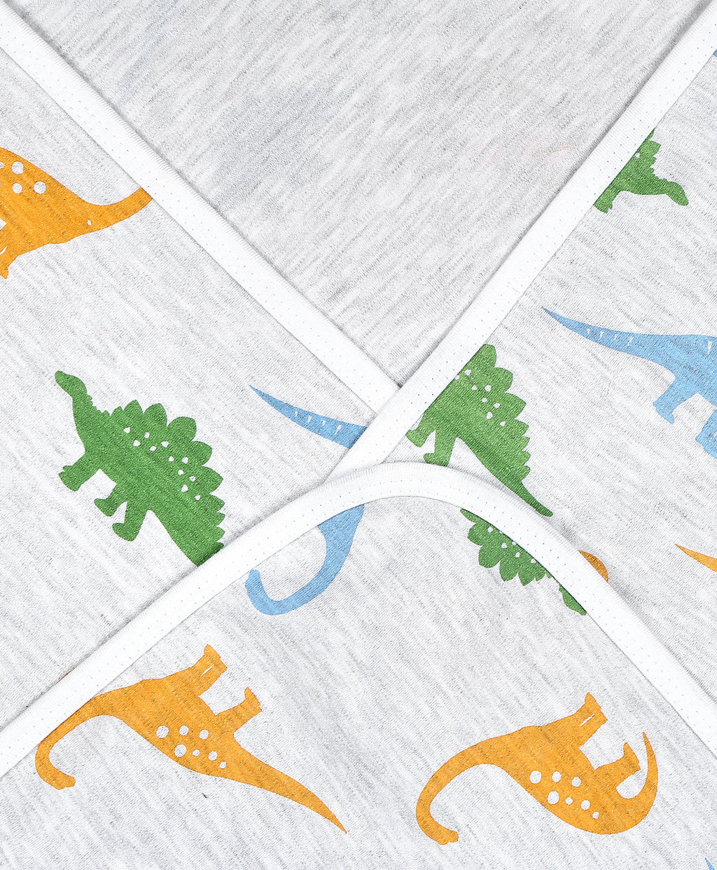 100% Cotton Interlock Hooded Baby Wrapper Dino Print & White Pack of 2