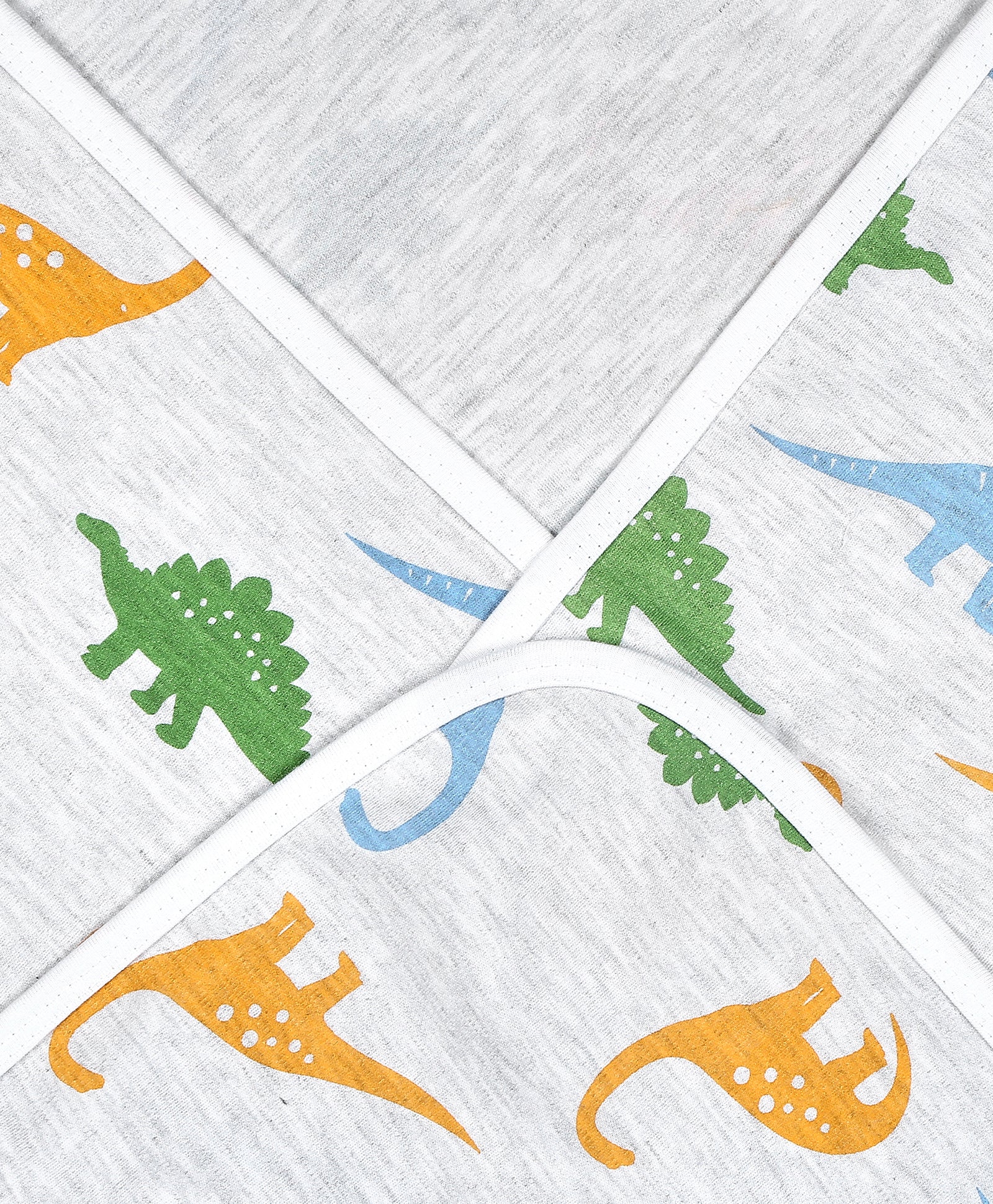 100% Cotton Interlock Hooded Baby Wrapper Dino Print & White Pack of 2