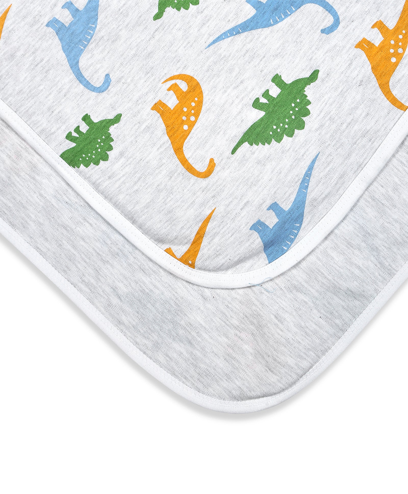 100% Cotton Interlock Hooded Baby Wrapper Dino Print & White Pack of 2