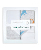 100% Cotton Interlock Hooded Baby Wrapper Dino Print & White Pack of 2