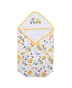 100% Cotton Interlock Hooded Baby Wrapper Barnyard Print & Samoan Sun Pack of 2