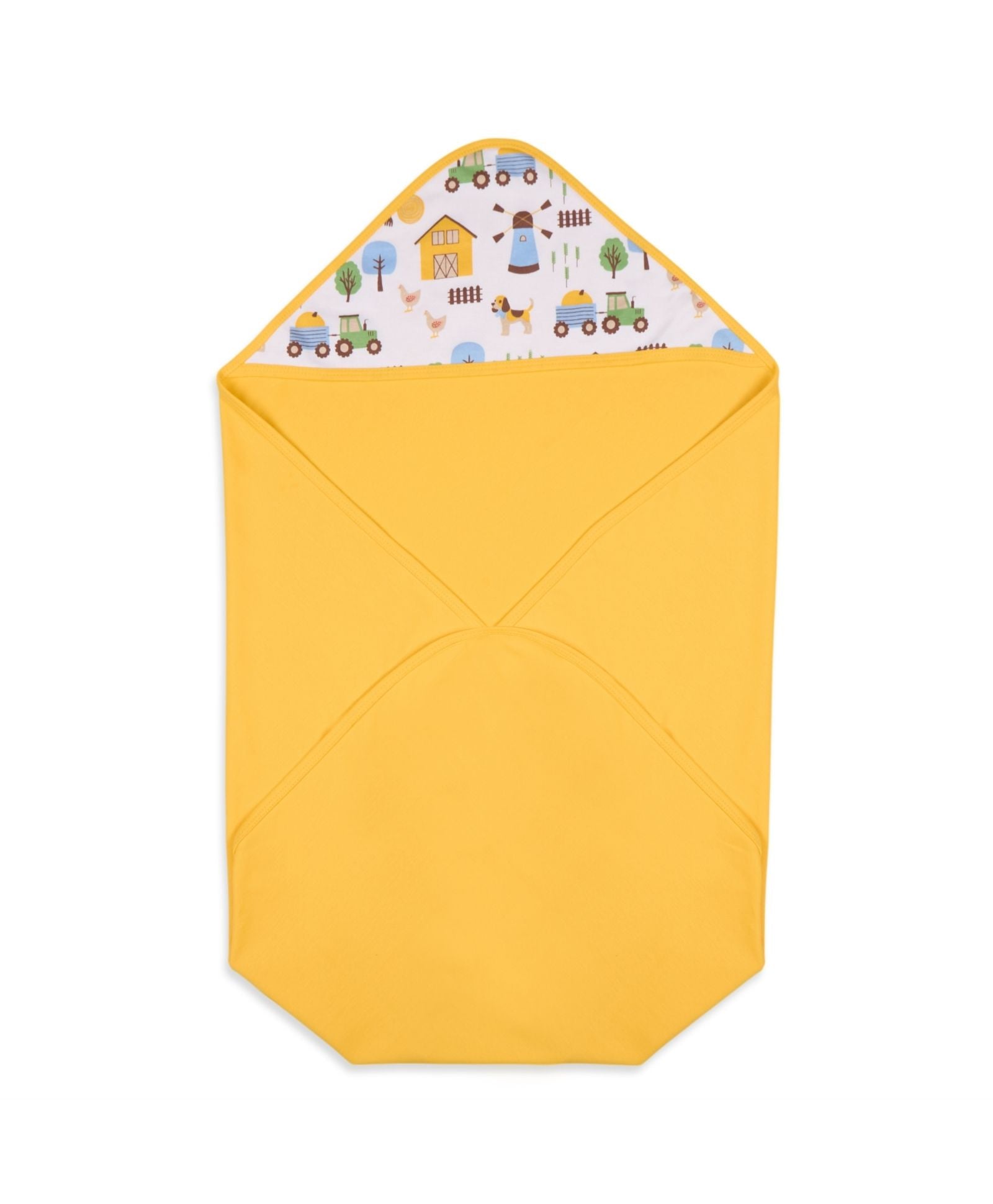 100% Cotton Interlock Hooded Baby Wrapper Barnyard Print & Samoan Sun Pack of 2