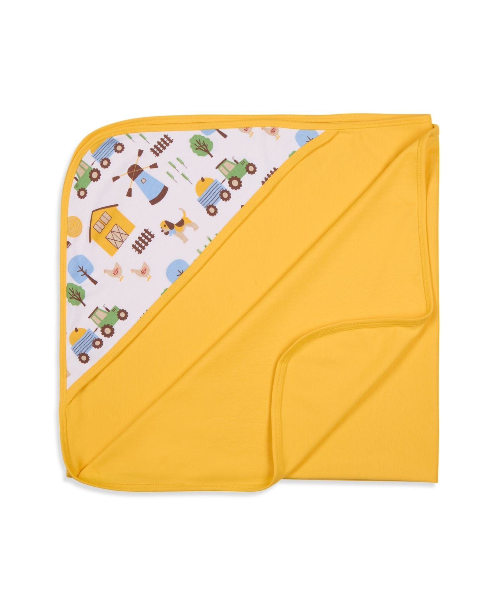 100% Cotton Interlock Hooded Baby Wrapper Barnyard Print & Samoan Sun Pack of 2