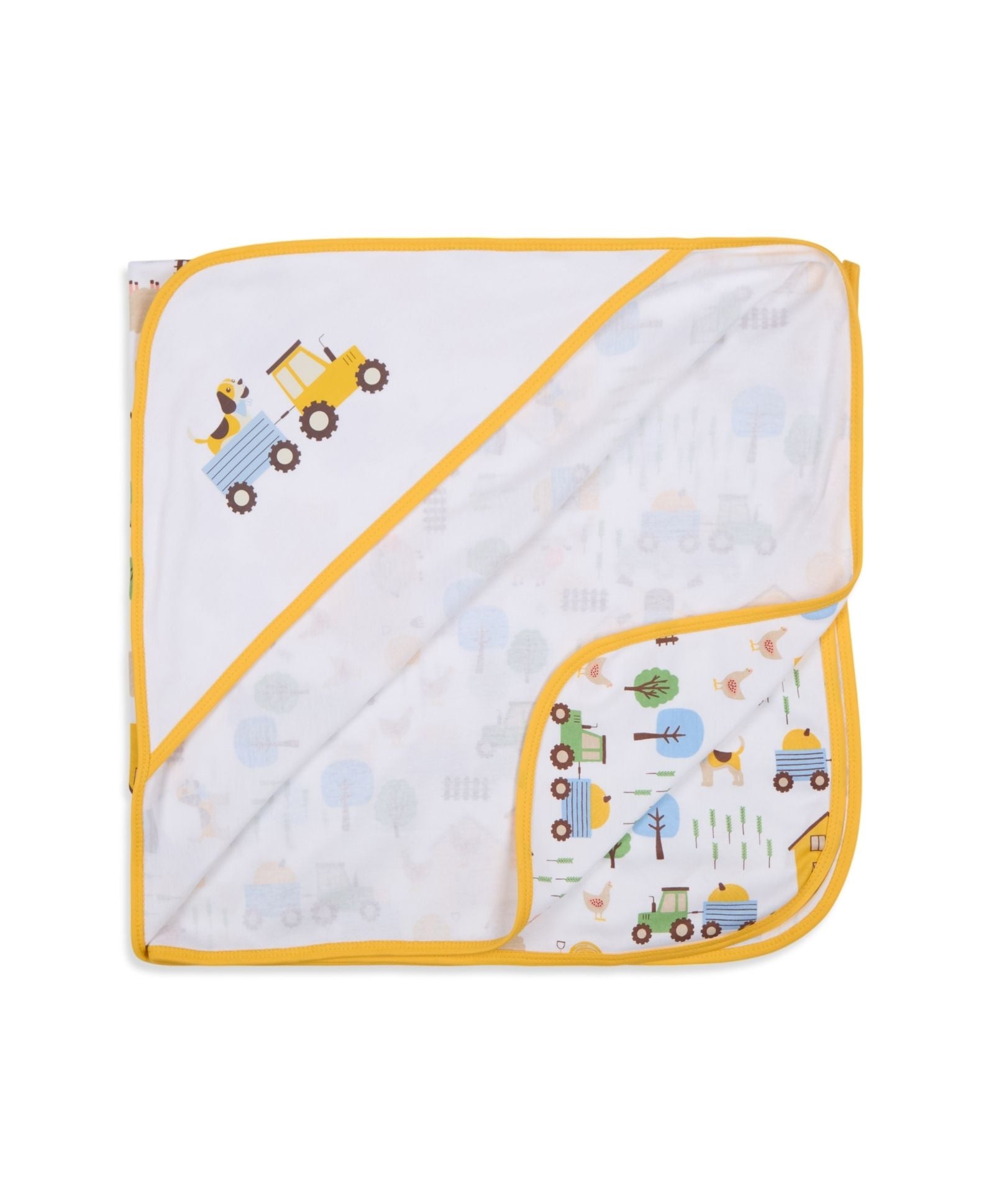 100% Cotton Interlock Hooded Baby Wrapper Barnyard Print & Samoan Sun Pack of 2