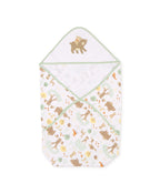 100% Cotton Interlock Hooded Baby Wrapper Woodland Wonders Print & Sage Green Pack of 2