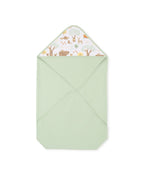 100% Cotton Interlock Hooded Baby Wrapper Woodland Wonders Print & Sage Green Pack of 2