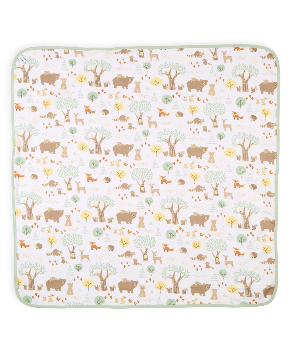 100% Cotton Interlock Hooded Baby Wrapper Woodland Wonders Print & Sage Green Pack of 2