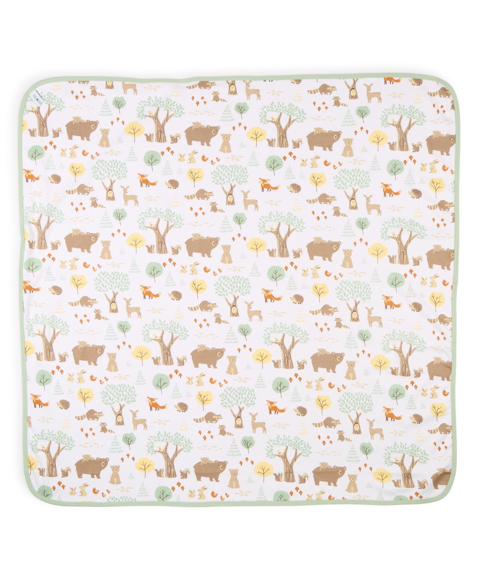 100% Cotton Interlock Hooded Baby Wrapper Woodland Wonders Print & Sage Green Pack of 2