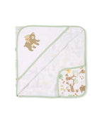 100% Cotton Interlock Hooded Baby Wrapper Woodland Wonders Print & Sage Green Pack of 2