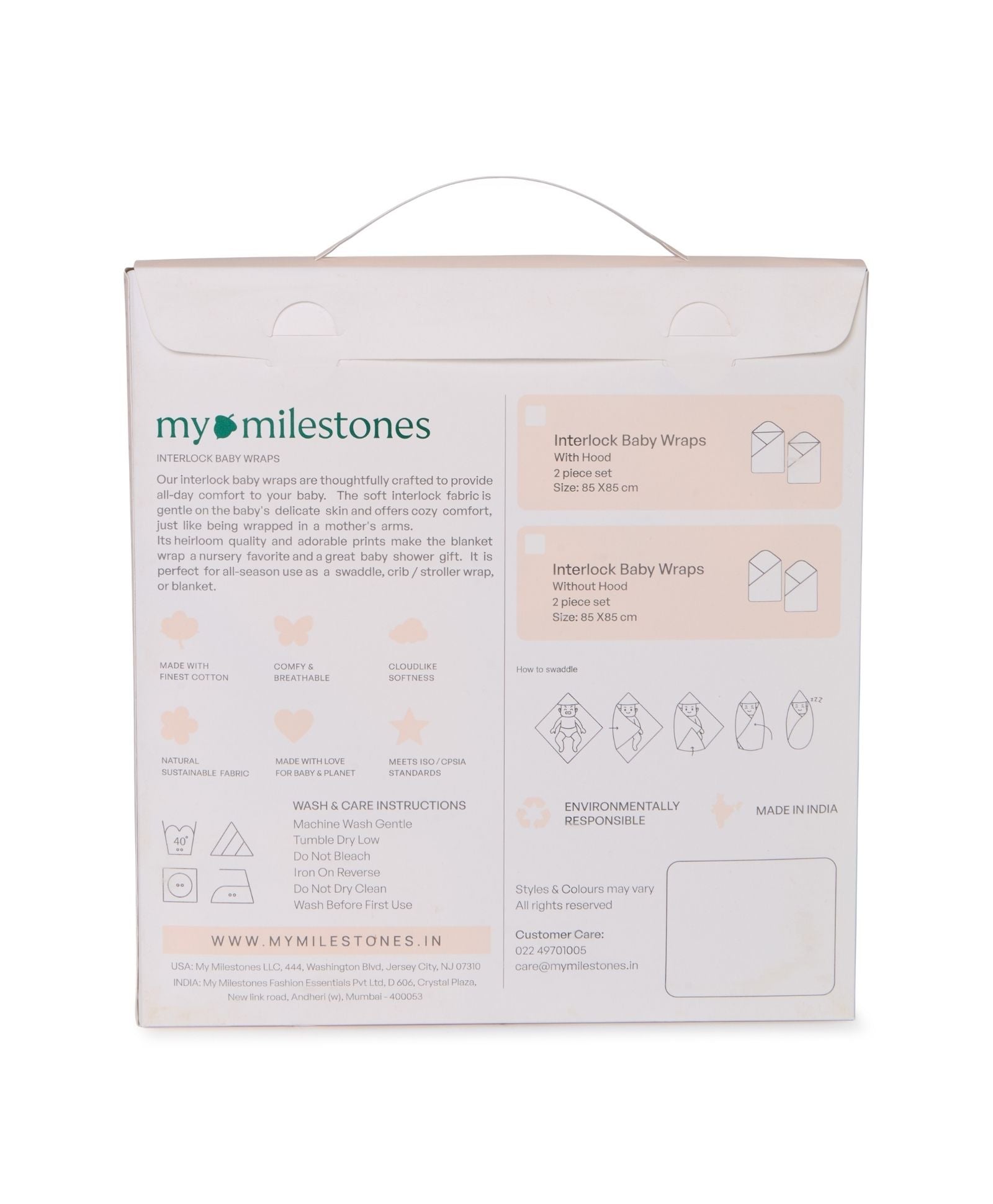 100% Cotton Interlock Hooded Baby Wrapper Woodland Wonders Print & Sage Green Pack of 2