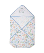100% Cotton Interlock Hooded Baby Wrapper Butterfly Print & Blue Pack of 2