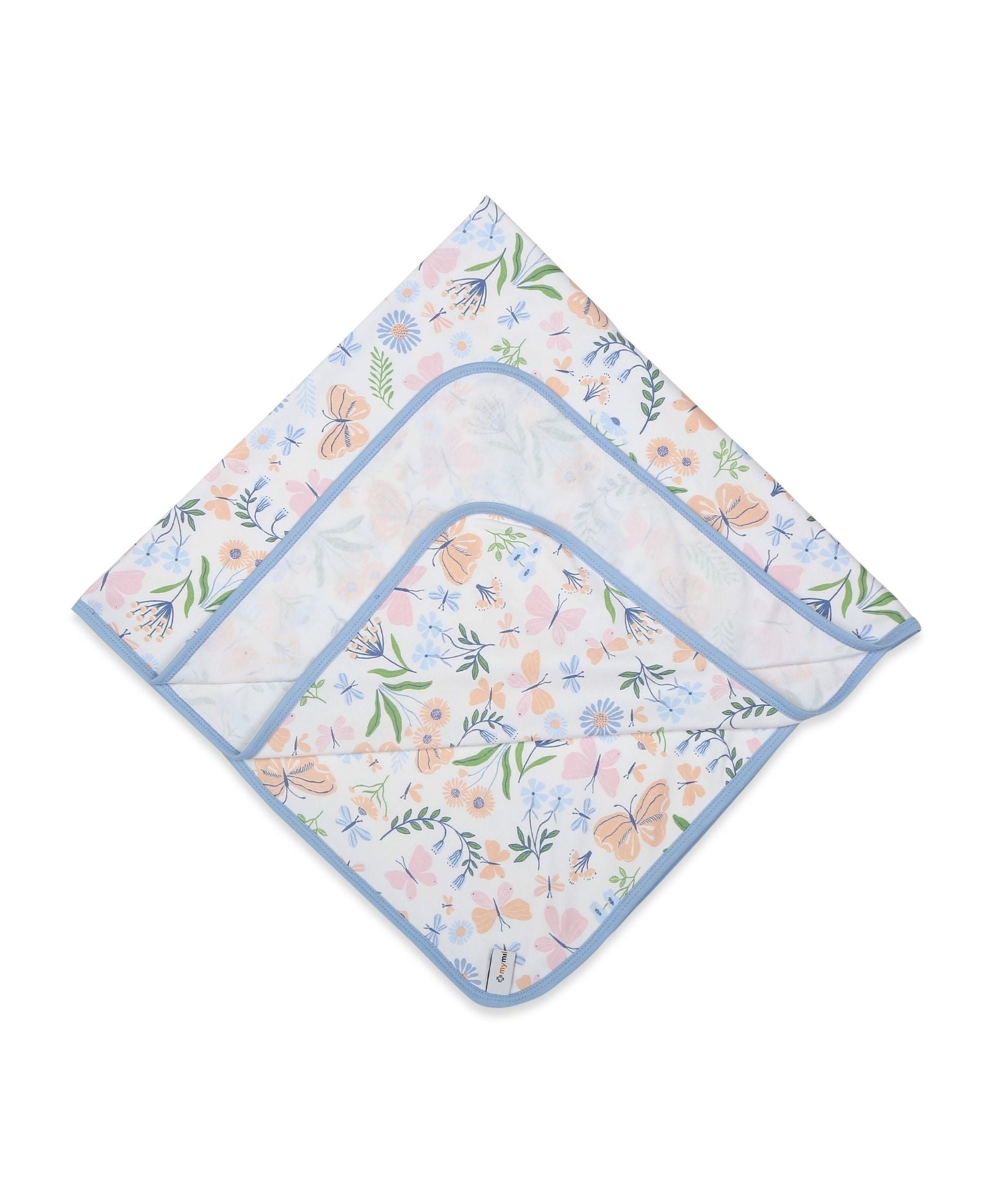 100% Cotton Interlock Hooded Baby Wrapper Butterfly Print & Blue Pack of 2