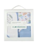 100% Cotton Interlock Hooded Baby Wrapper Butterfly Print & Blue Pack of 2
