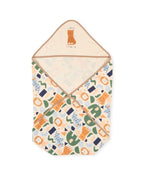 100% Cotton Interlock Hooded Baby Wrapper Animal Print & Fawn Pack of 2