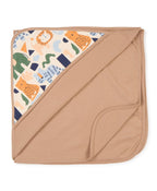 100% Cotton Interlock Hooded Baby Wrapper Animal Print & Fawn Pack of 2