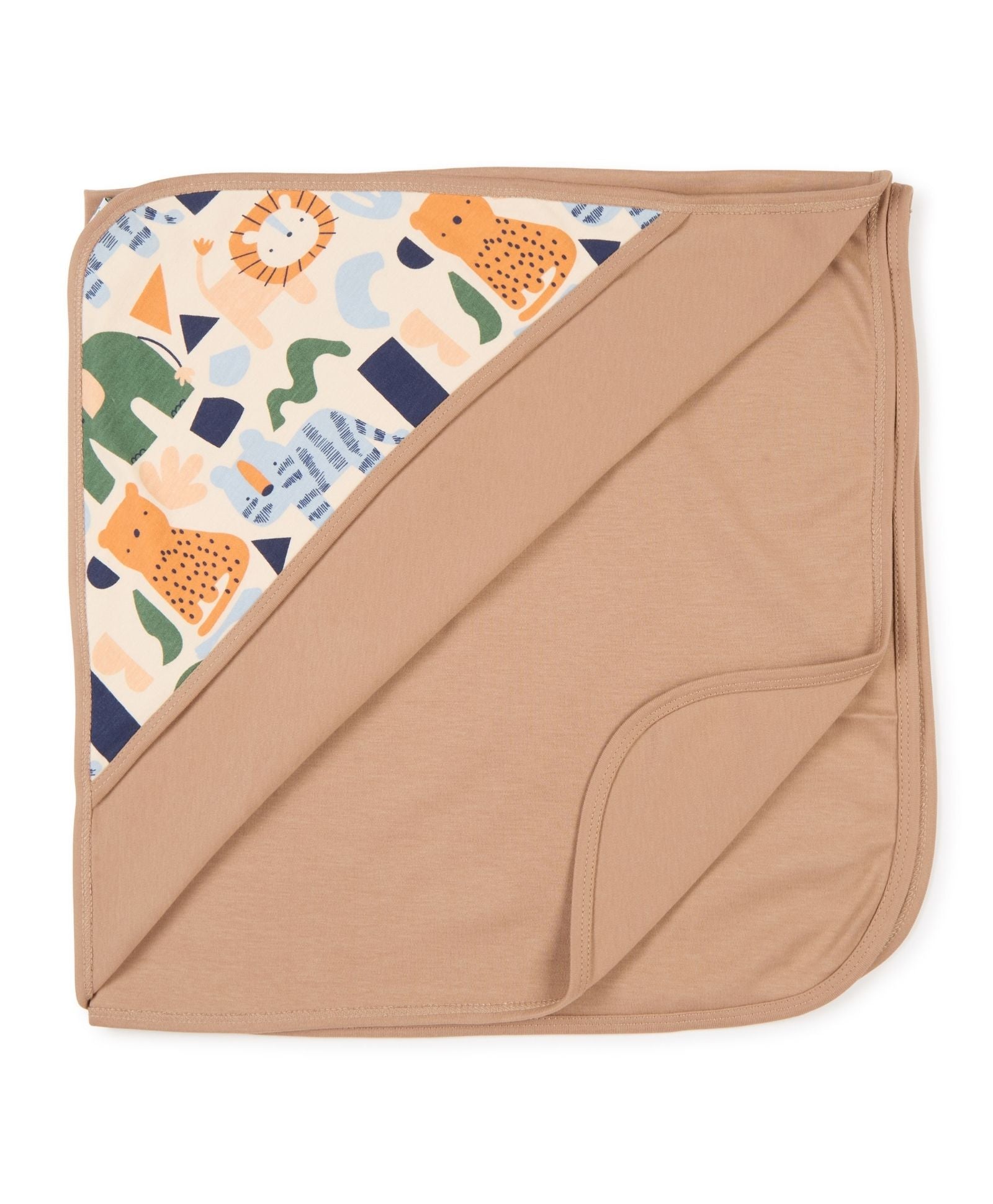 100% Cotton Interlock Hooded Baby Wrapper Animal Print & Fawn Pack of 2