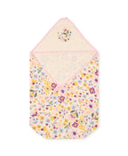 100% Cotton Interlock Hooded Baby Wrapper Floral Print & Pink Pack of 2