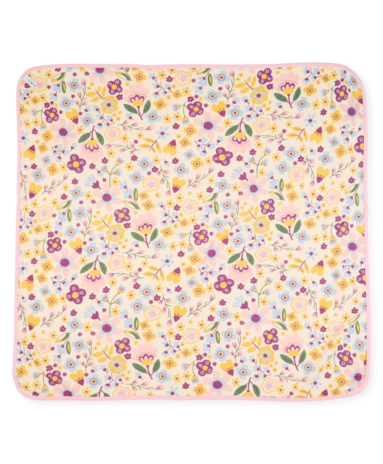 100% Cotton Interlock Hooded Baby Wrapper Floral Print & Pink Pack of 2