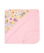 100% Cotton Interlock Hooded Baby Wrapper Floral Print & Pink Pack of 2