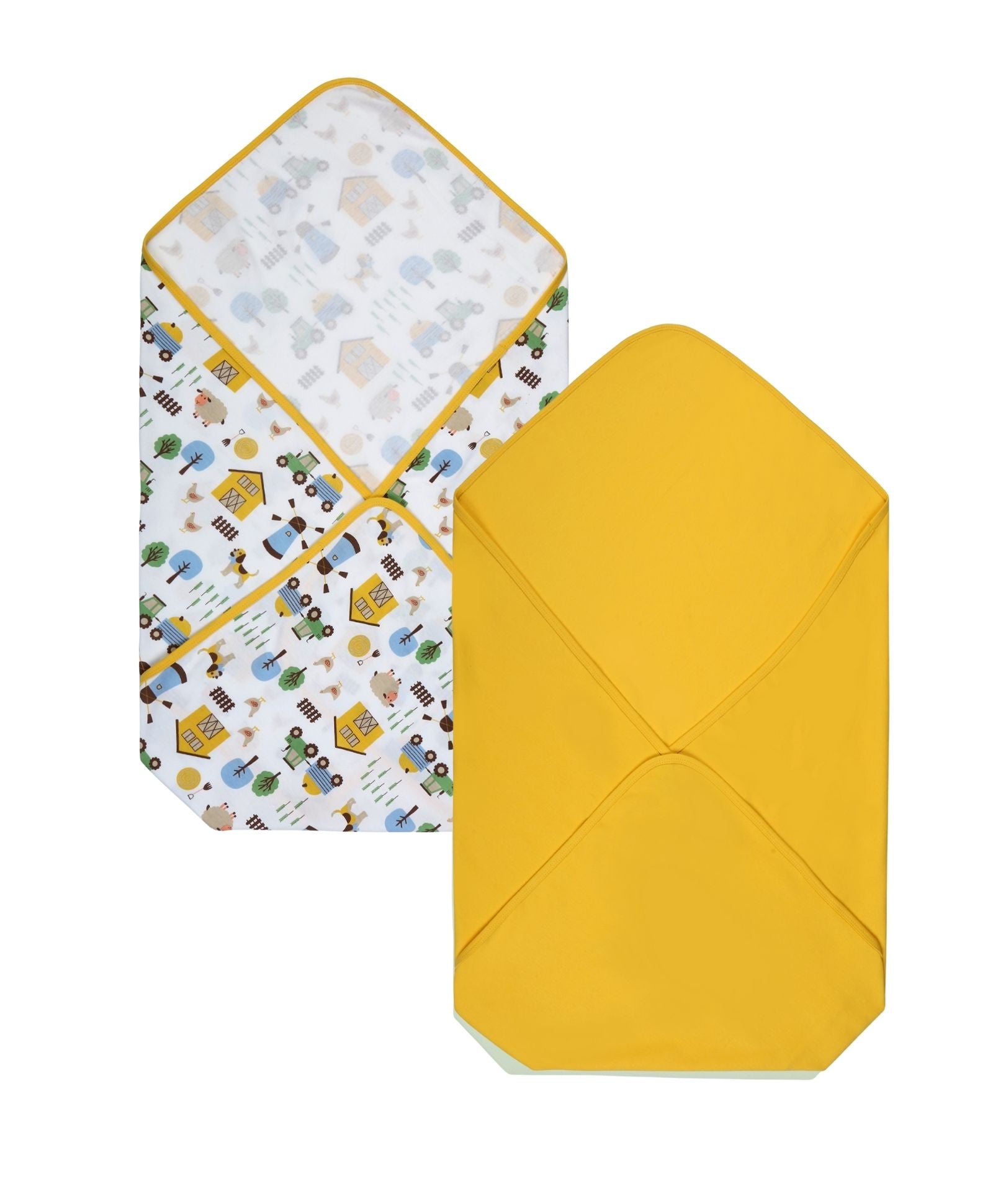 100% Cotton Interlock Baby Wrapper Barnyard Print & Samoan Sun Pack of 2